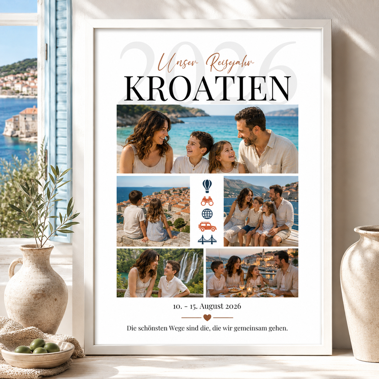Personalisiertes Urlaubsposter mit 5 Fotos – Reiseerinnerungen