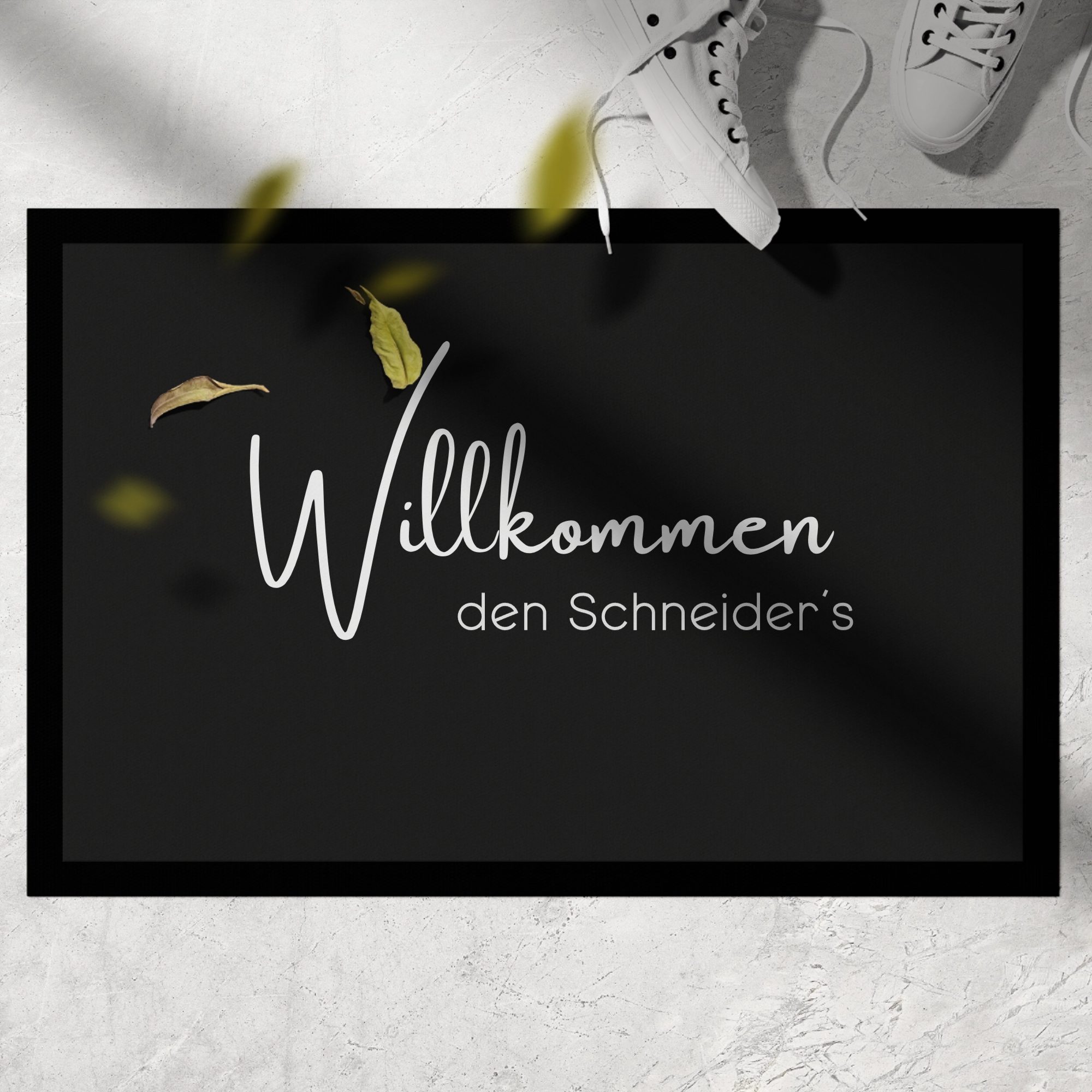 Personalisierte Fußmatte „Willkommen“ mit Wunschtext