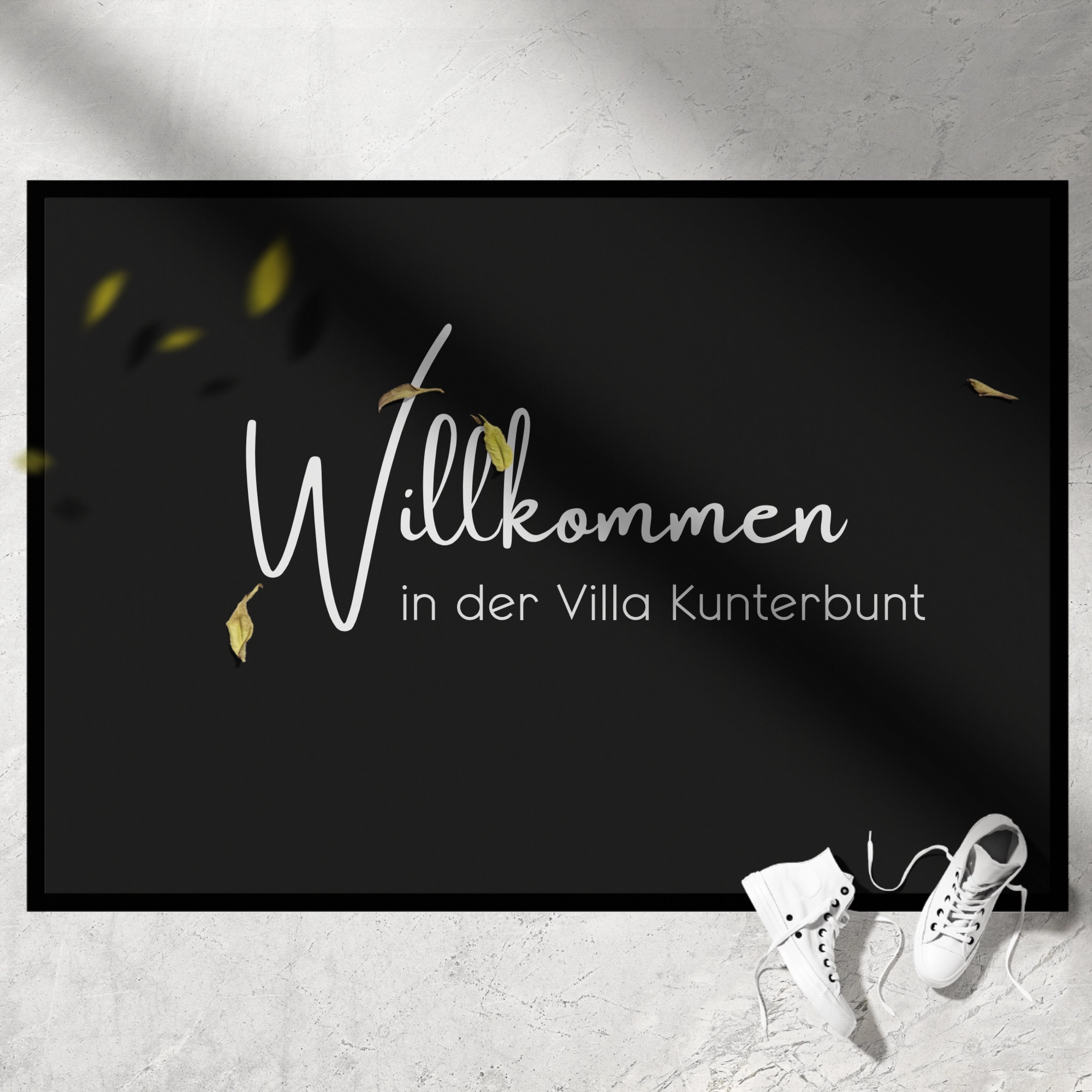 Personalisierte Fußmatte „Willkommen“ mit Wunschtext