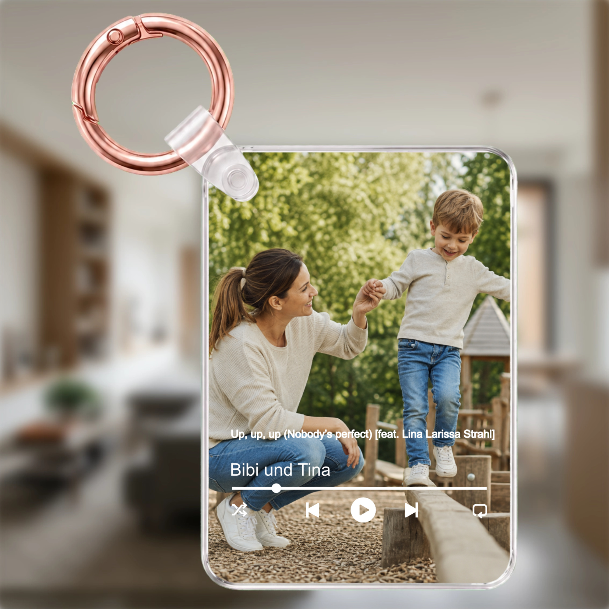 Personalisierter Foto-Schlüsselanhänger für Mama mit Song