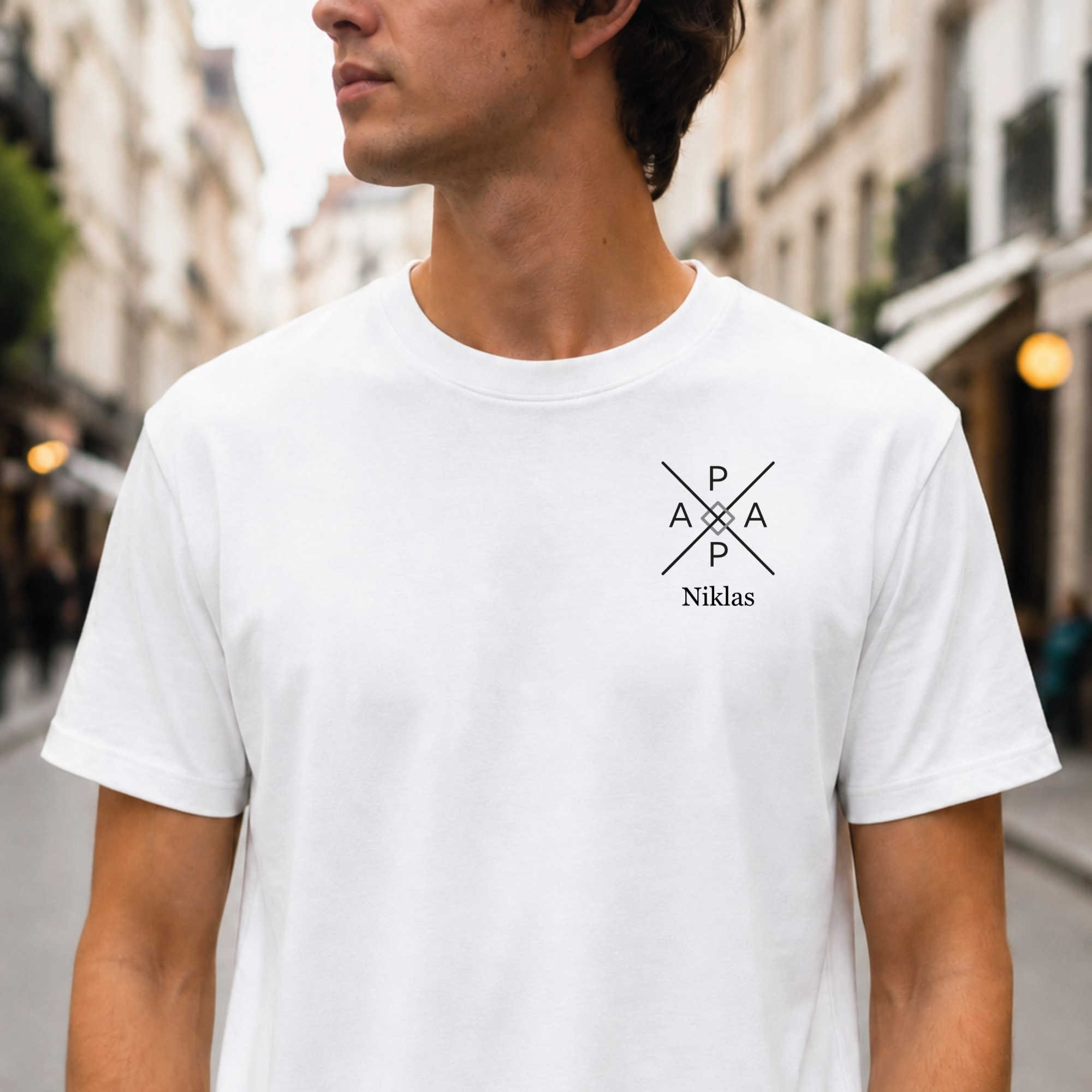 Personalisiertes Papa T-Shirt | Modernes Kreuz-Design mit Name & Jahreszahl