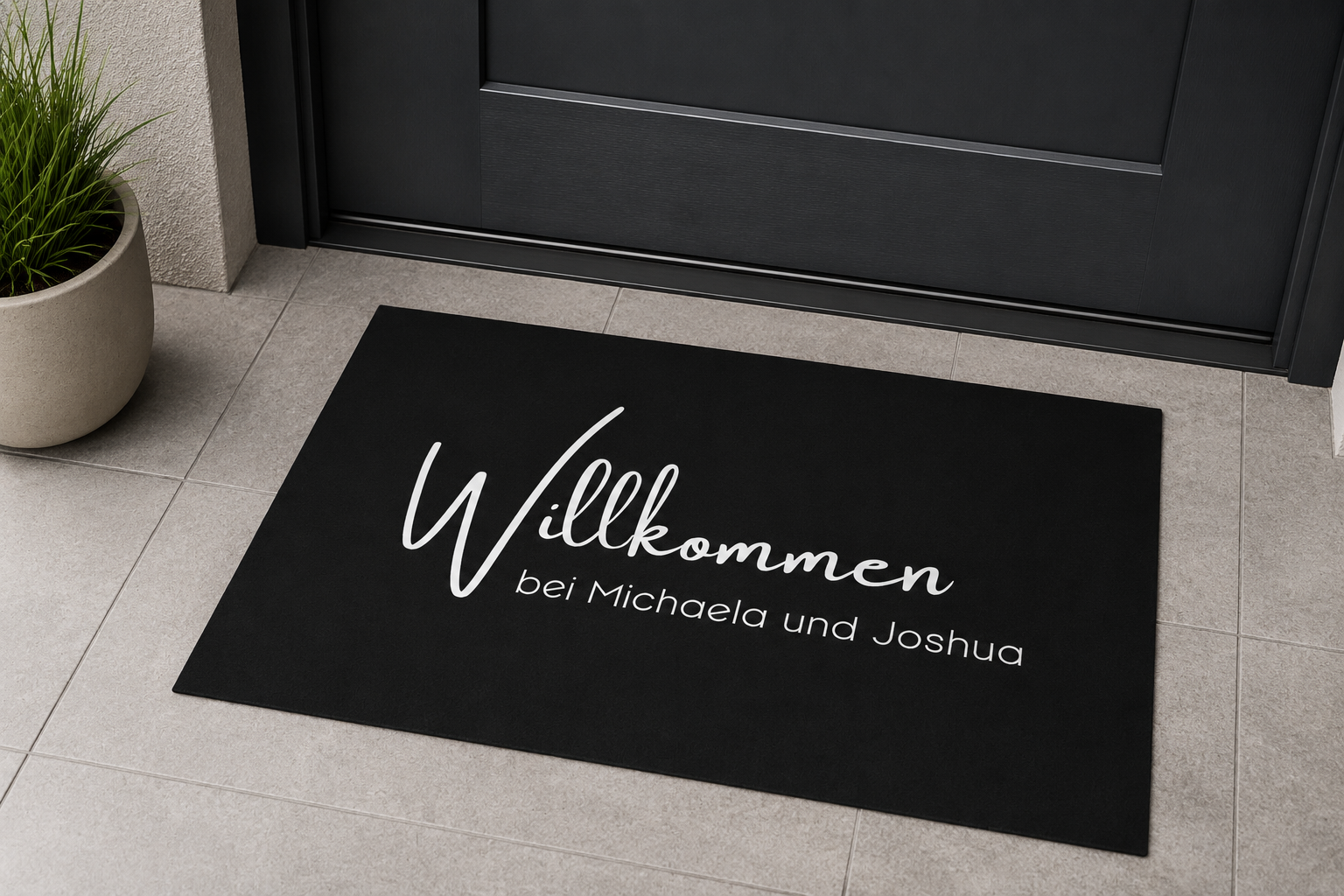 Personalisierte Fußmatte „Willkommen“ mit Wunschtext