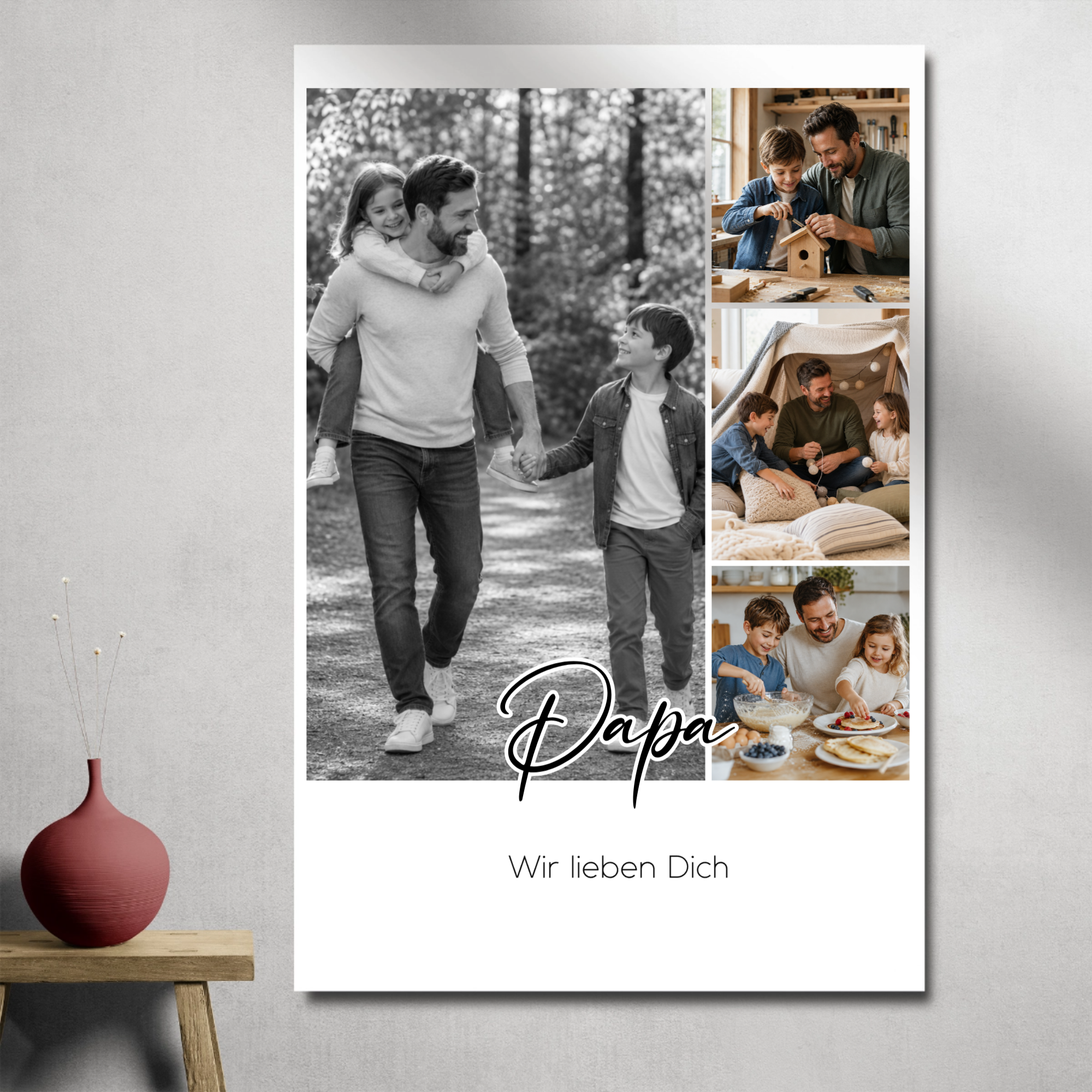 Personalisiertes Fotoposter für Papa mit 4 Fotos & Wunschtext