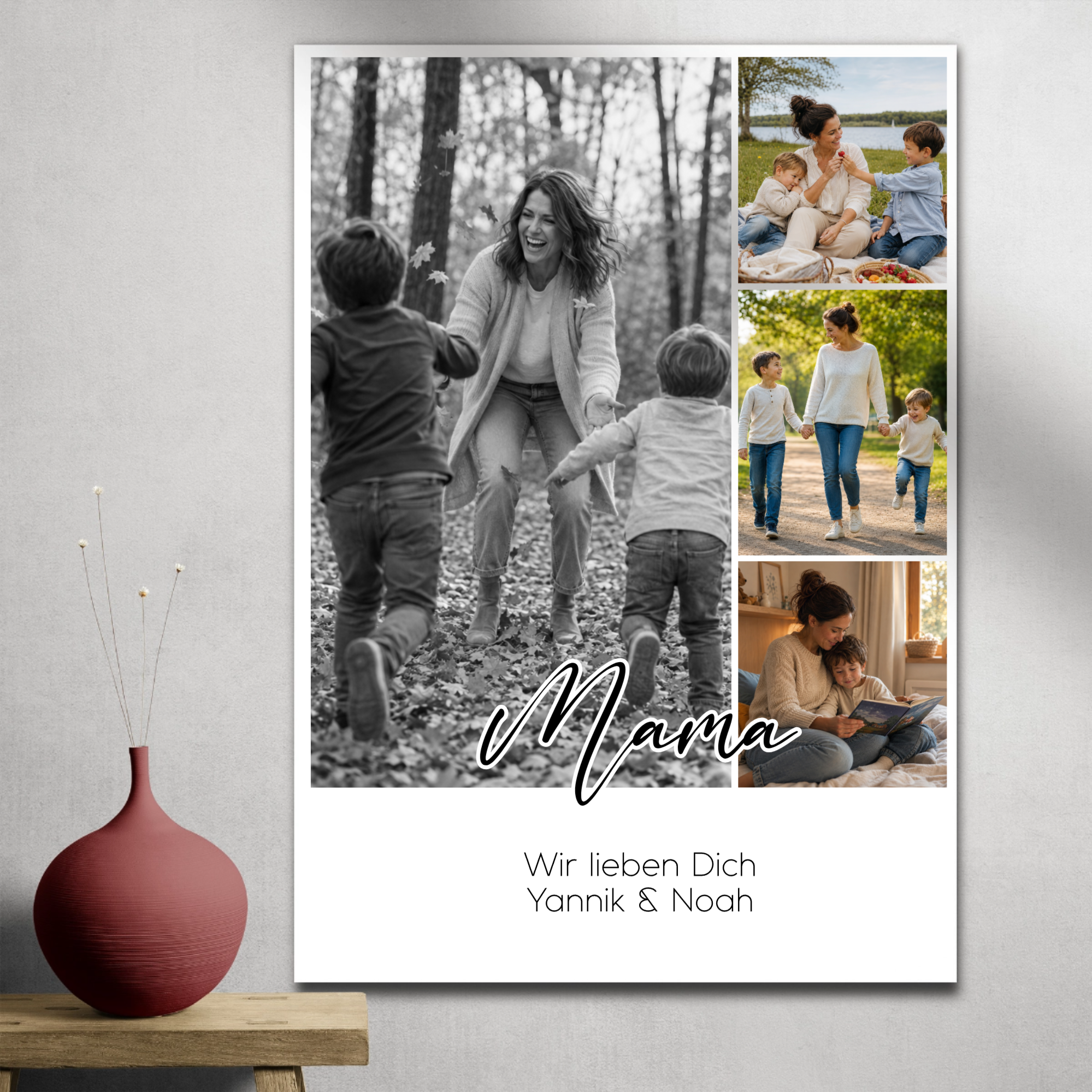 Personalisiertes Fotoposter für Mama mit 4 Fotos & Wunschtext