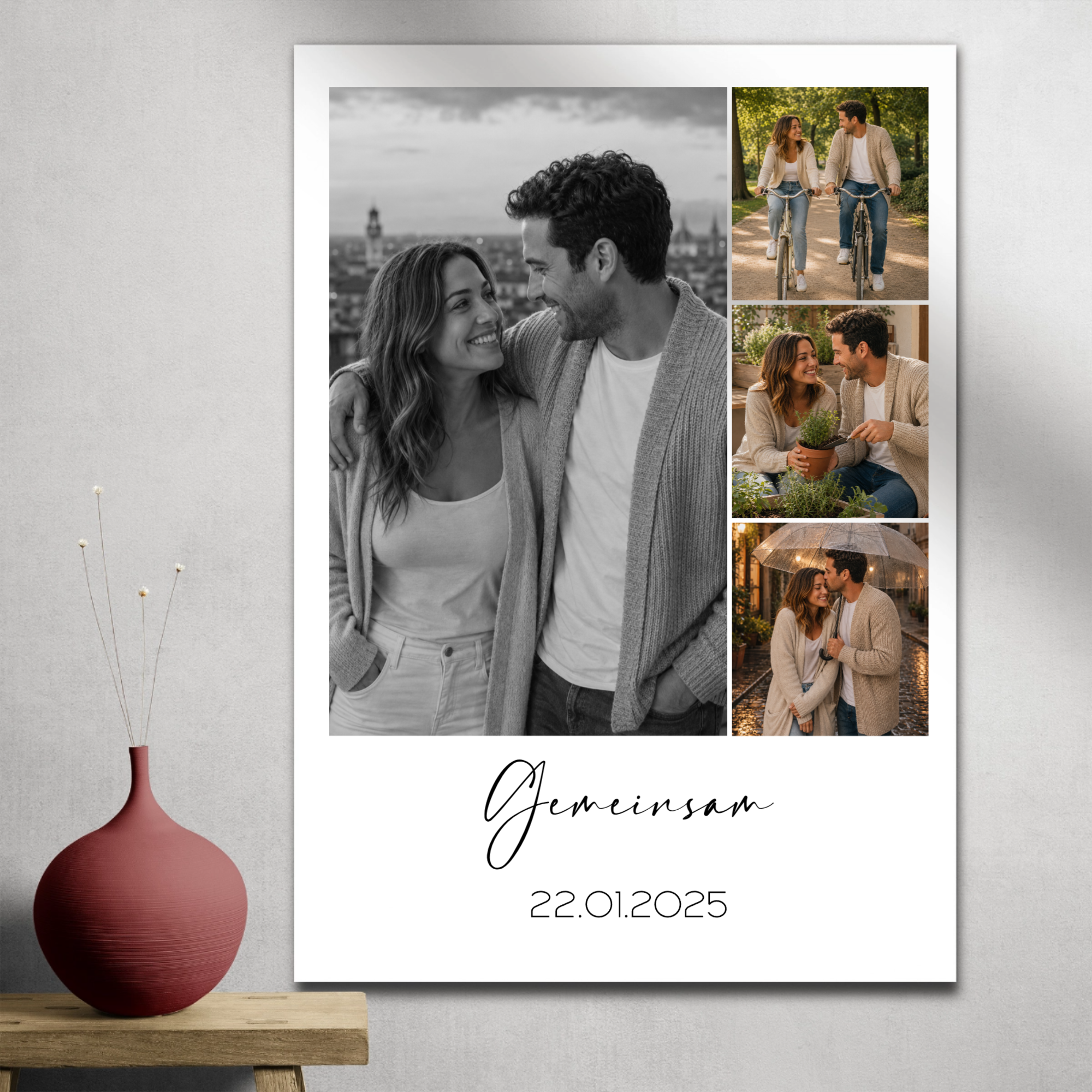 Personalisiertes Poster mit 4 Fotos & Wunschtext