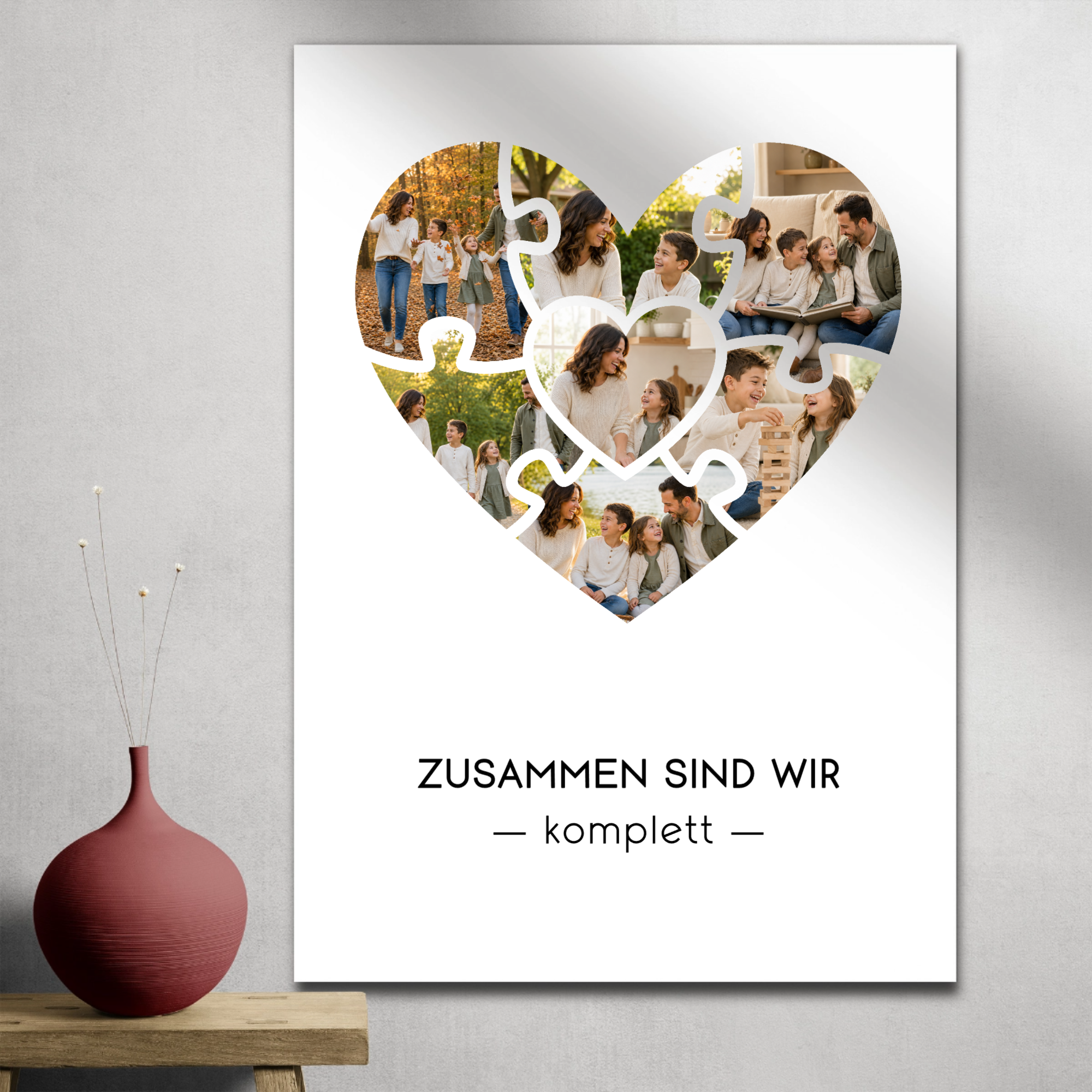 Personalisiertes Fotoposter mit 7 Fotos – Puzzleherz