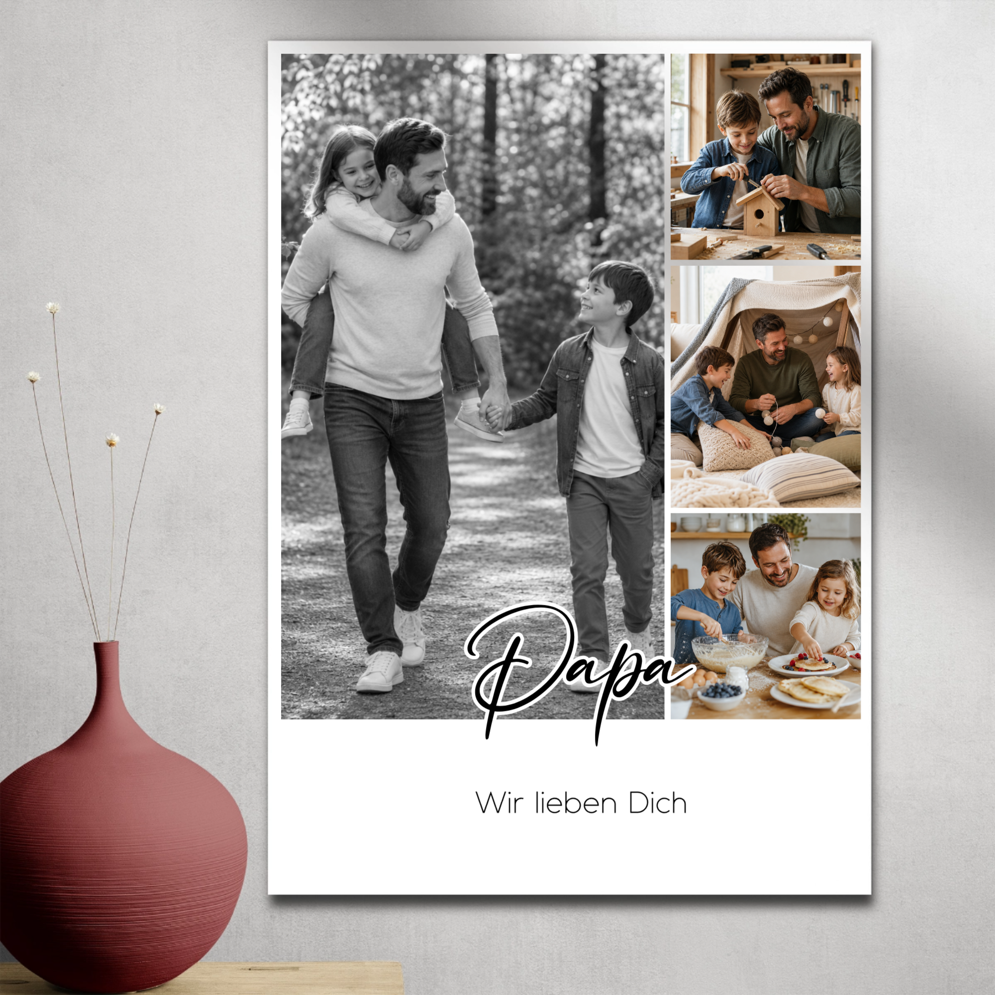 Personalisiertes Fotoposter für Papa mit 4 Fotos & Wunschtext