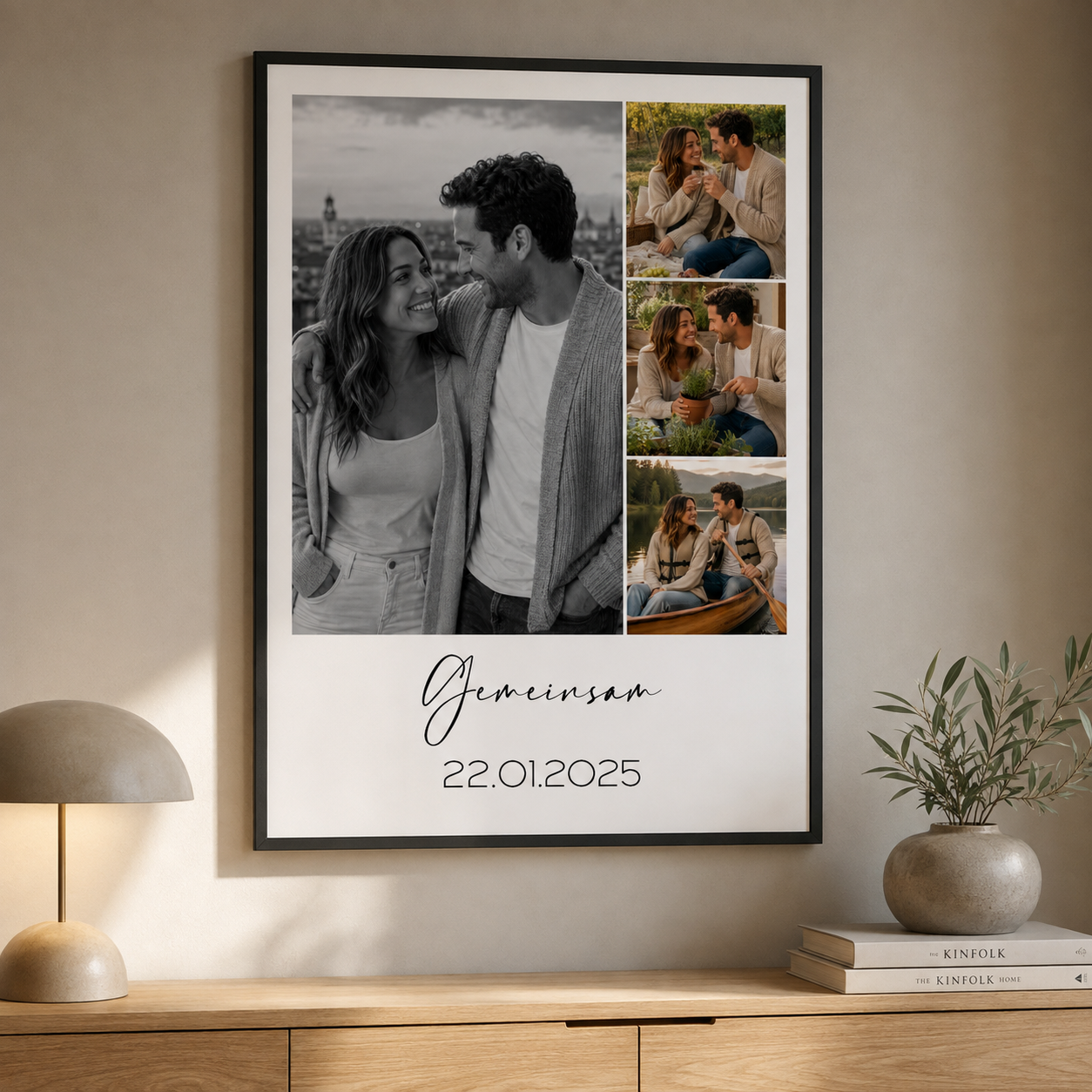 Personalisiertes Poster mit 4 Fotos & Wunschtext