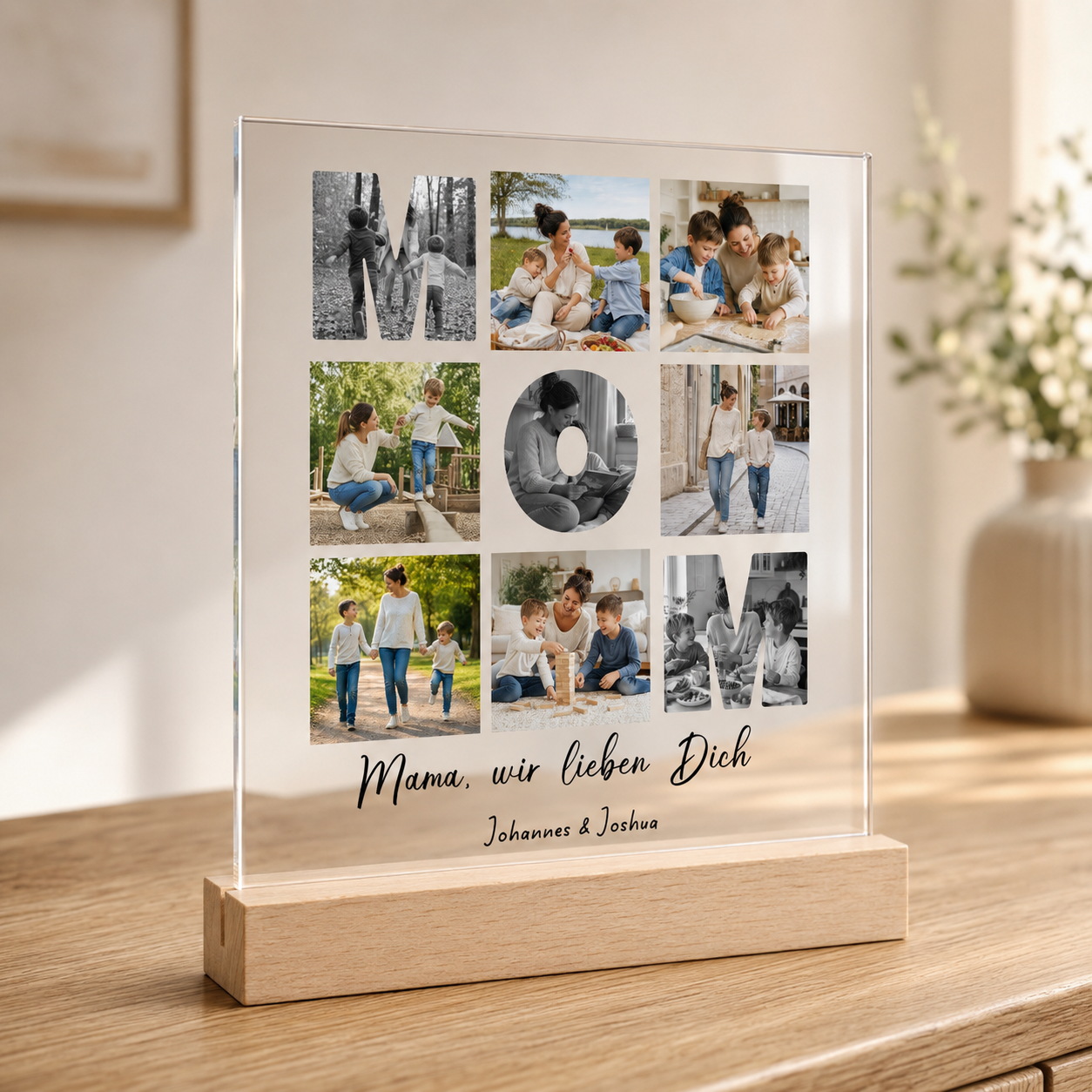 Personalisiertes Acrylglasbild für Mama mit 9 Fotos