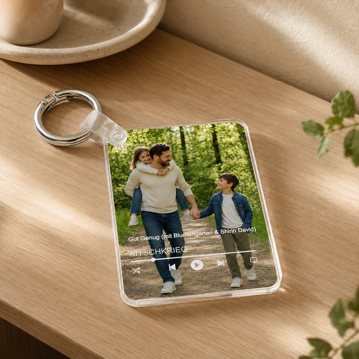 Personalisierter Foto-Schlüsselanhänger für Papa mit Song