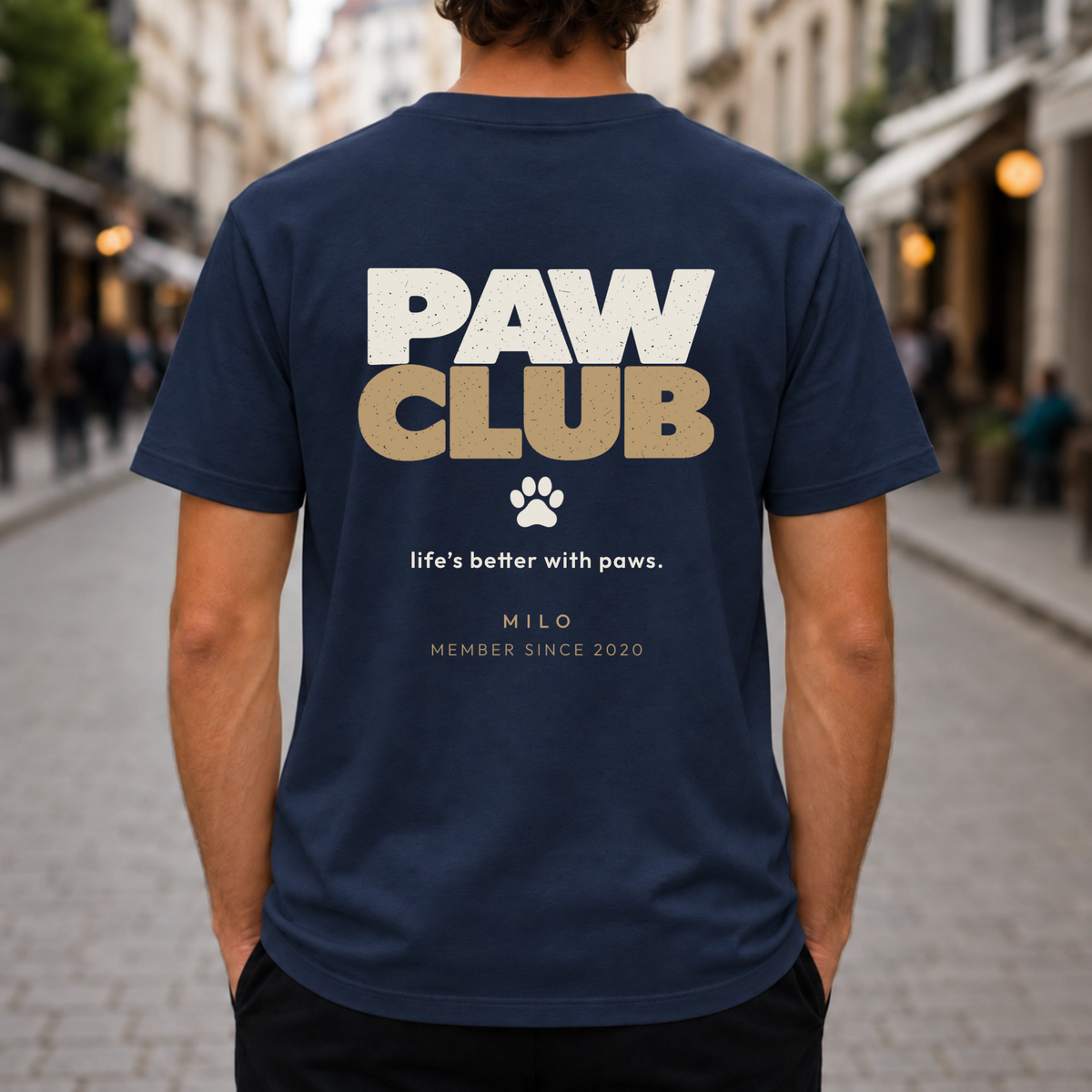 Navy PAW CLUB T-Shirt – personalisierter Rückenprint