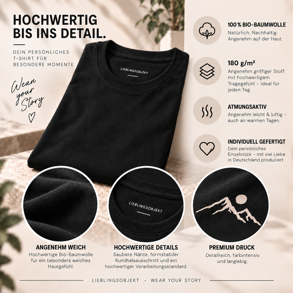 Unisex T-Shirt aus 100 % Bio-Baumwolle – Material, Verarbeitung und Druckqualität