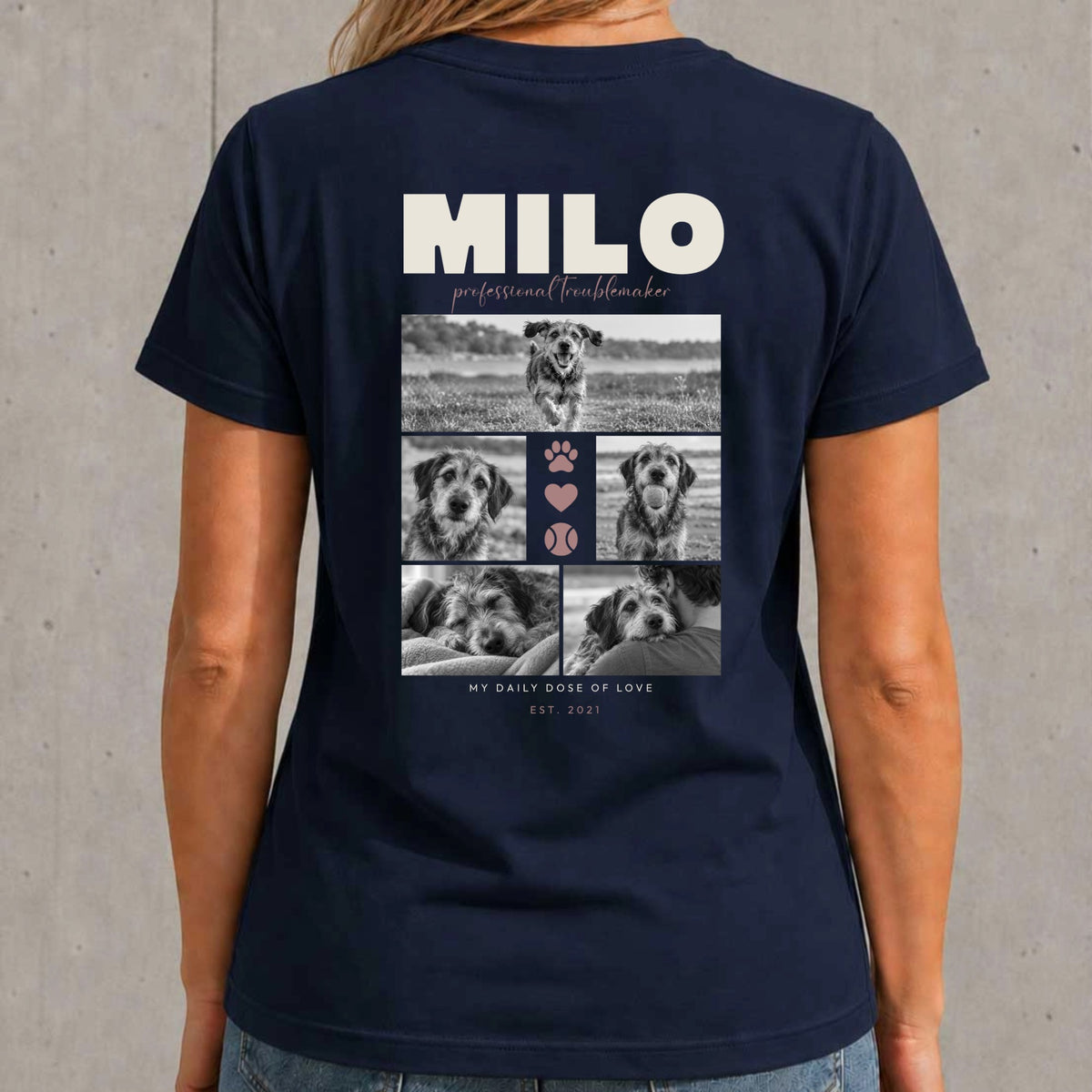 Personalisiertes Haustier T-Shirt Damen mit 5 Fotos – My Daily Dose