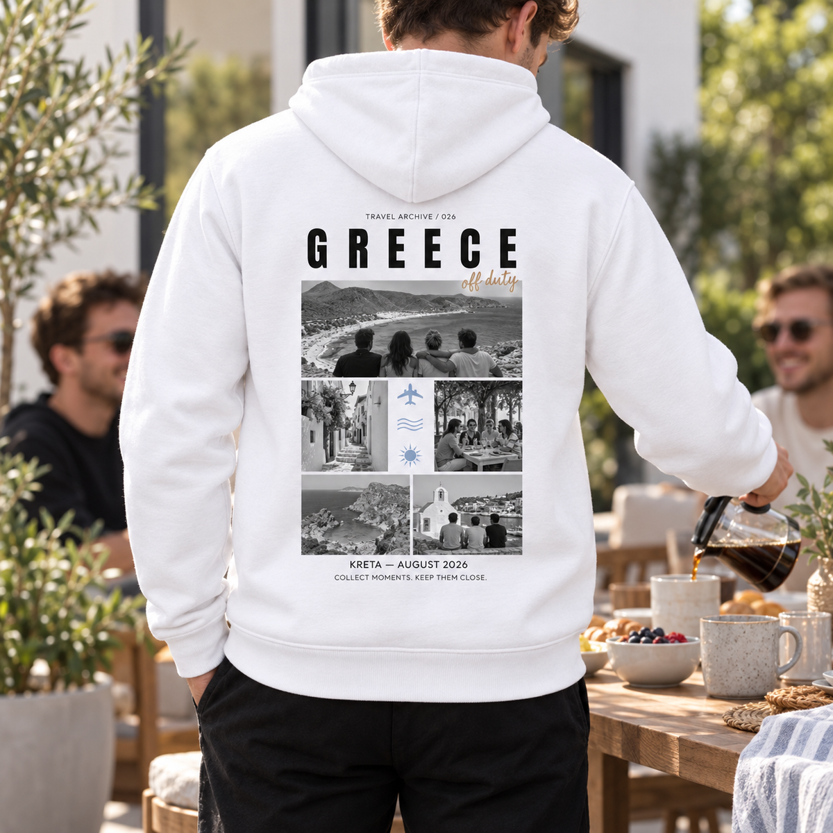 Personalisierter Reise Hoodie Herren mit 5 Fotos – Travel Archive