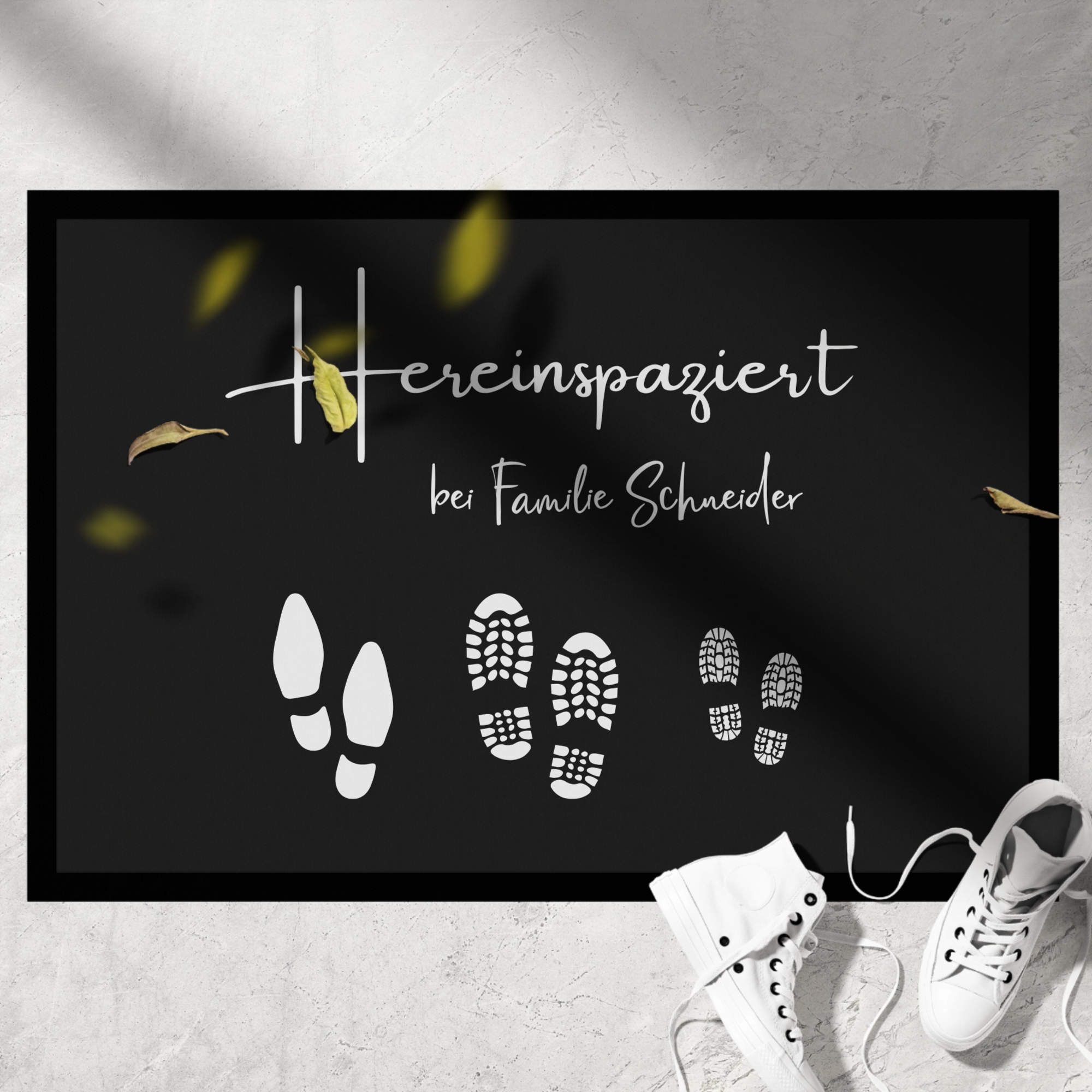 Personalisierte Fußmatte mit Schuh- & Fußabdrücken