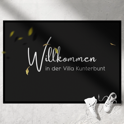 Personalisierte Fußmatte „Willkommen“ mit Wunschtext