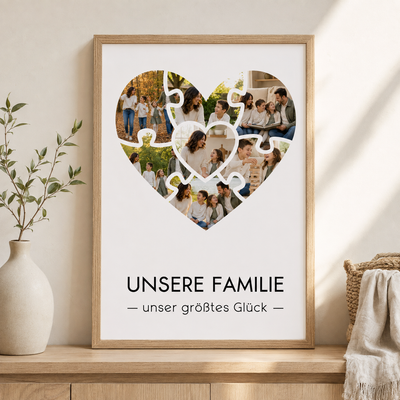 Personalisiertes Fotoposter mit 7 Fotos – Puzzleherz