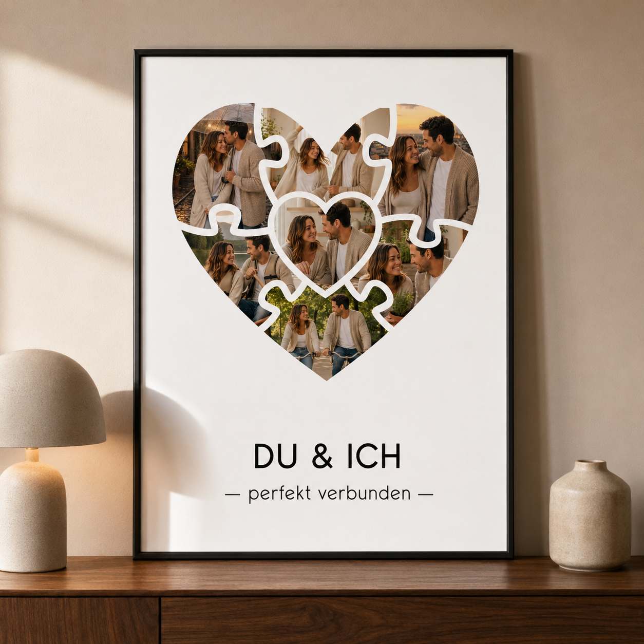 Personalisiertes Fotoposter mit 7 Fotos – Puzzleherz