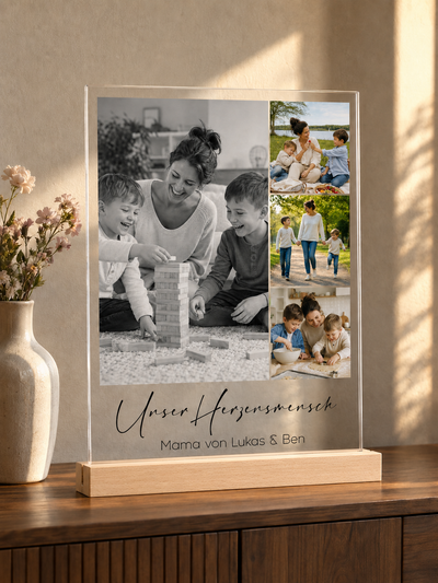 Personalisiertes Acrylglasbild für Mama mit 4 Fotos & Wunschtext – Fotocollage