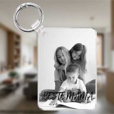 Personalisierter Foto-Schlüsselanhänger für Mama | Schwarz-Weiß