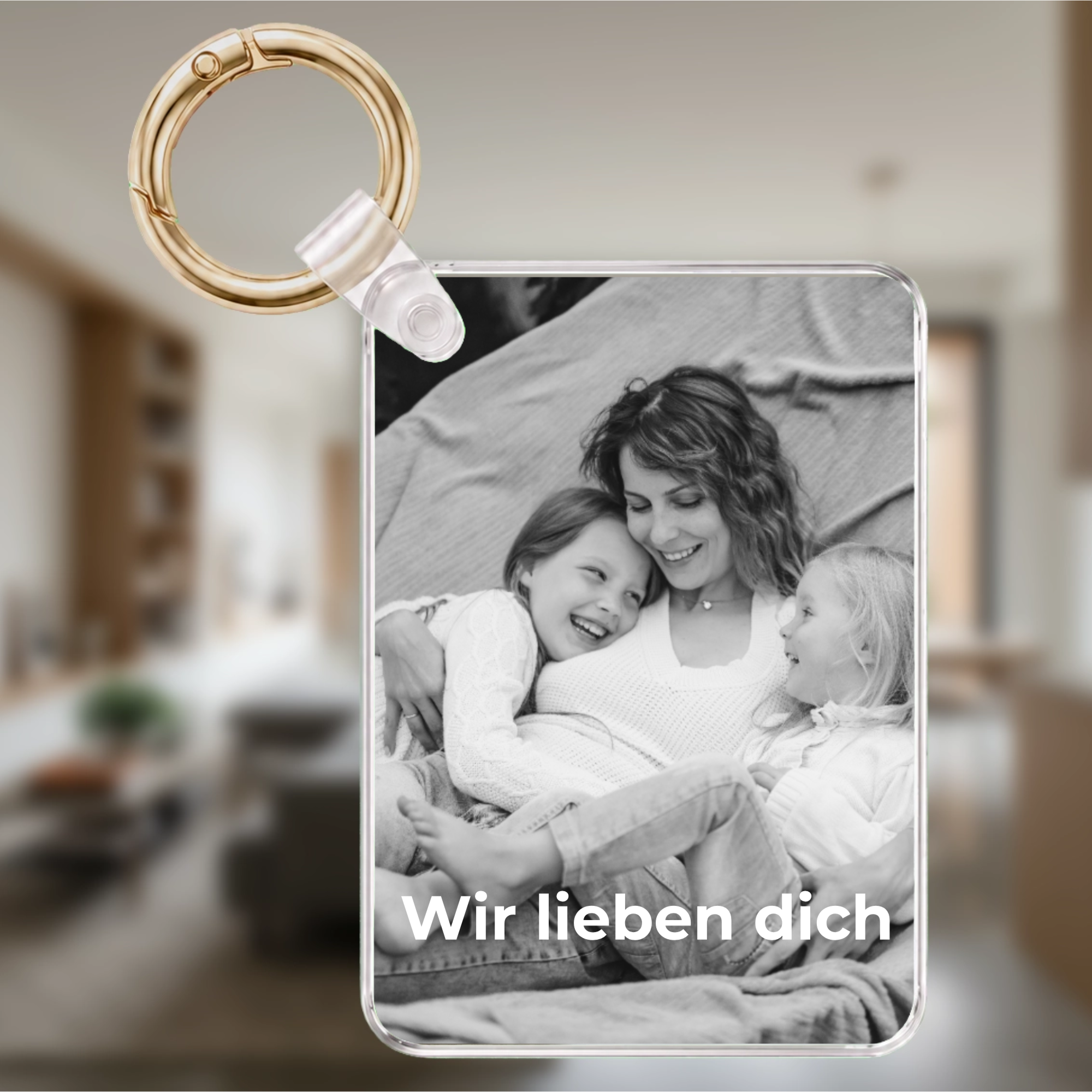 Personalisierter Foto-Schlüsselanhänger für Mama | Schwarz-Weiß