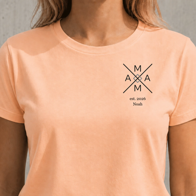 Personalisiertes Mama T-Shirt | Modernes Kreuz-Design mit Name & Jahreszahl