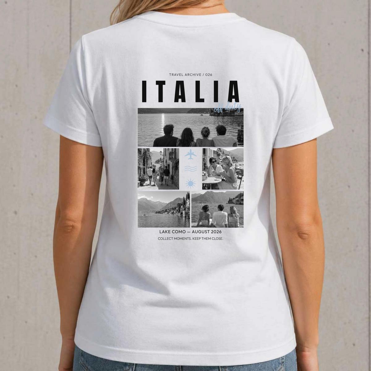 Personalisiertes Reise T-Shirt Damen mit 5 Fotos – Travel Archive