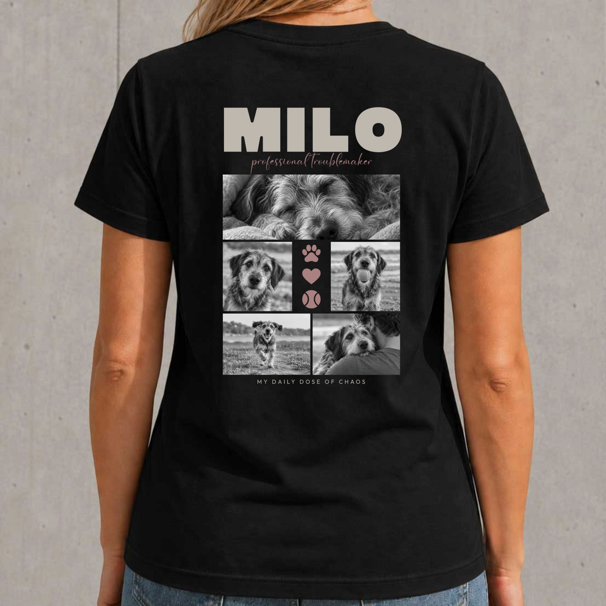 Personalisiertes Haustier T-Shirt Damen mit 5 Fotos – My Daily Dose