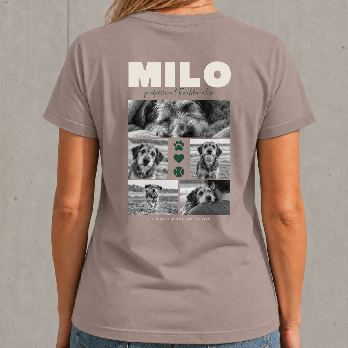 Personalisiertes Haustier T-Shirt Damen mit 5 Fotos – My Daily Dose