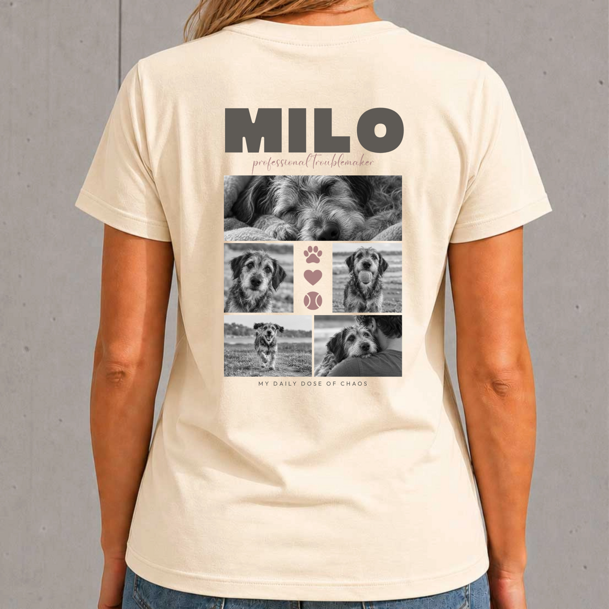 Personalisiertes Haustier T-Shirt Damen mit 5 Fotos – My Daily Dose
