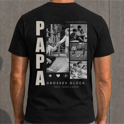 Personalisiertes Papa T-Shirt mit 4 Fotos