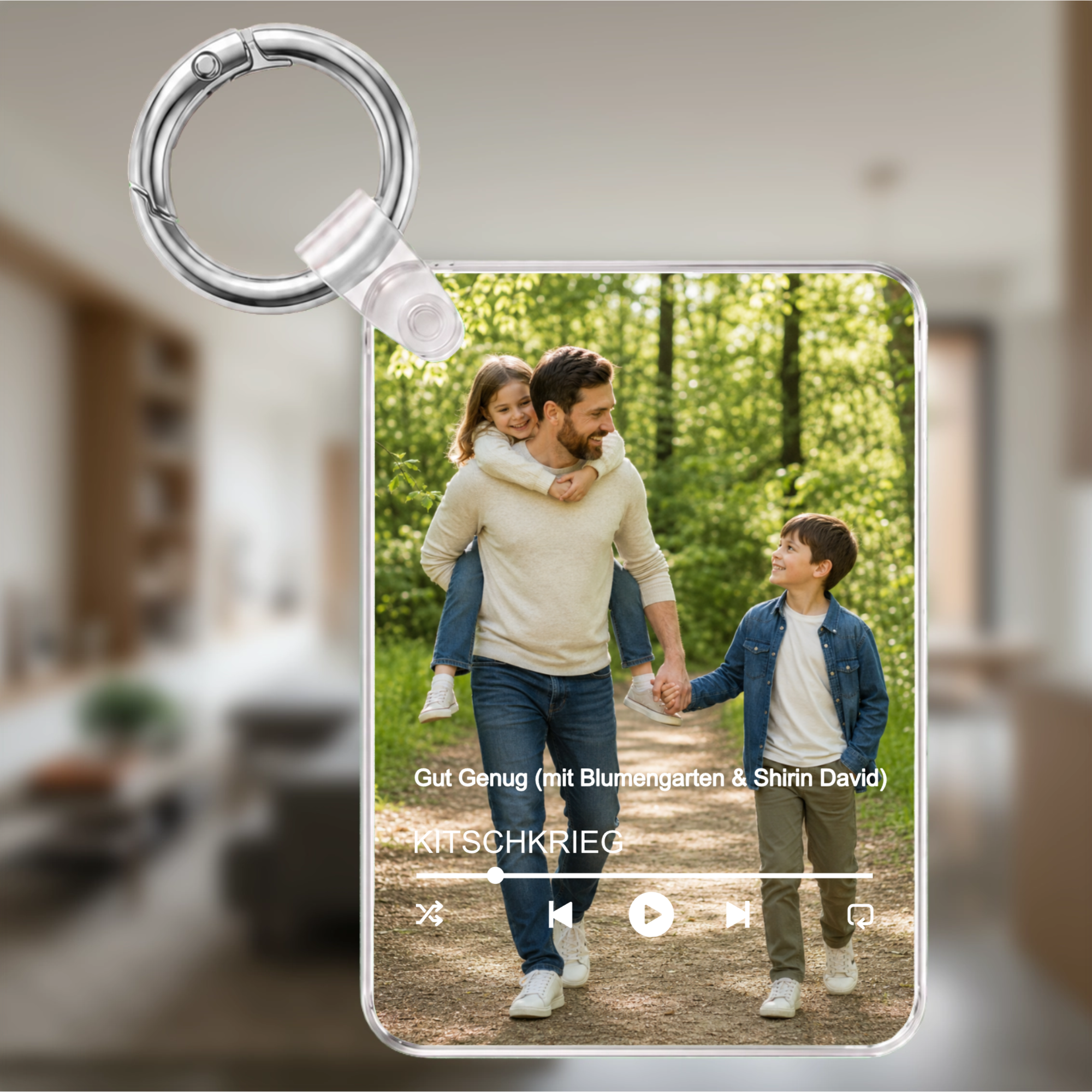 Personalisierter Foto-Schlüsselanhänger für Papa mit Song