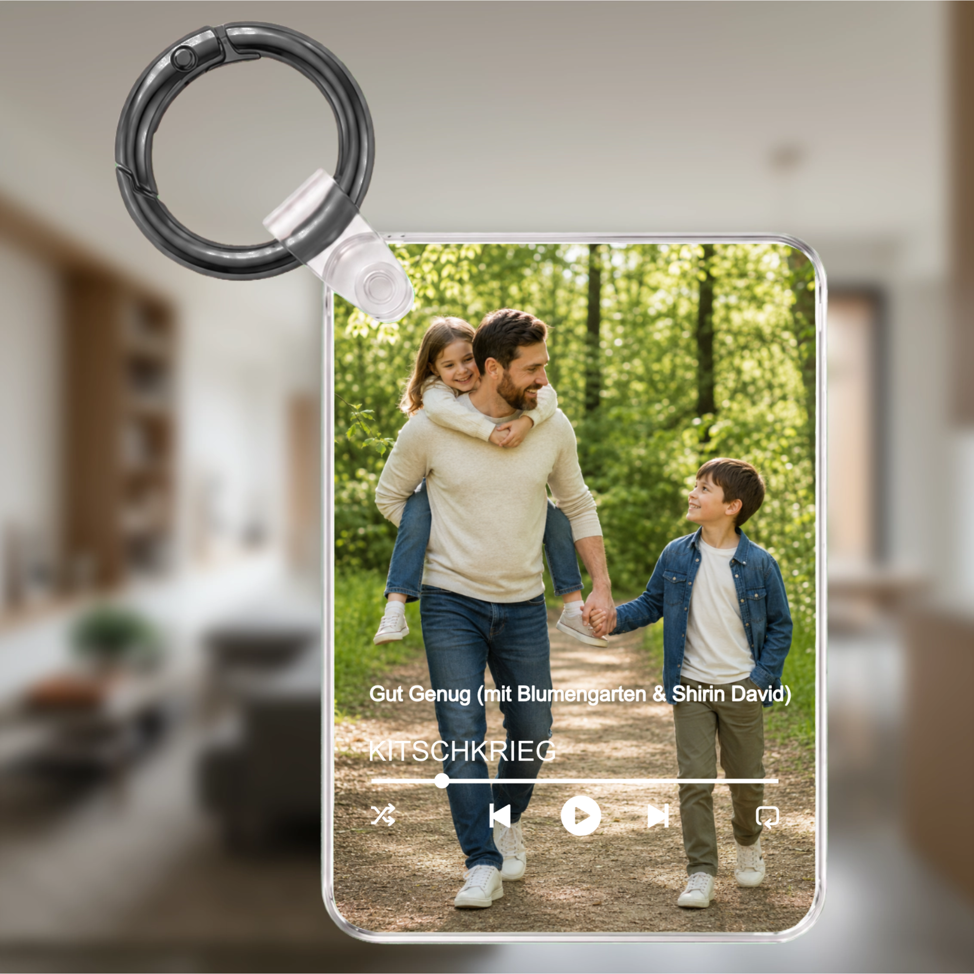 Personalisierter Foto-Schlüsselanhänger für Papa mit Song