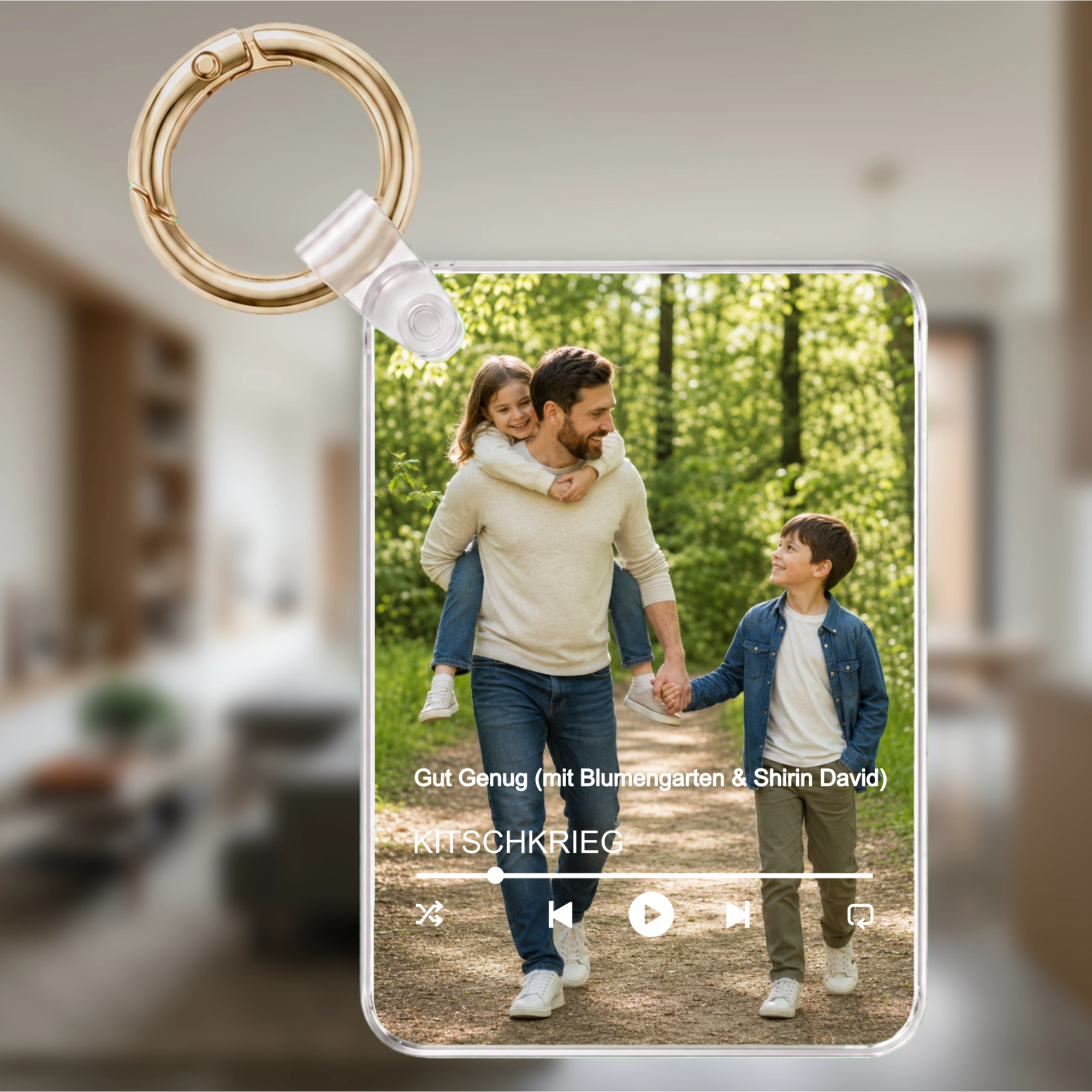 Personalisierter Foto-Schlüsselanhänger für Papa mit Song