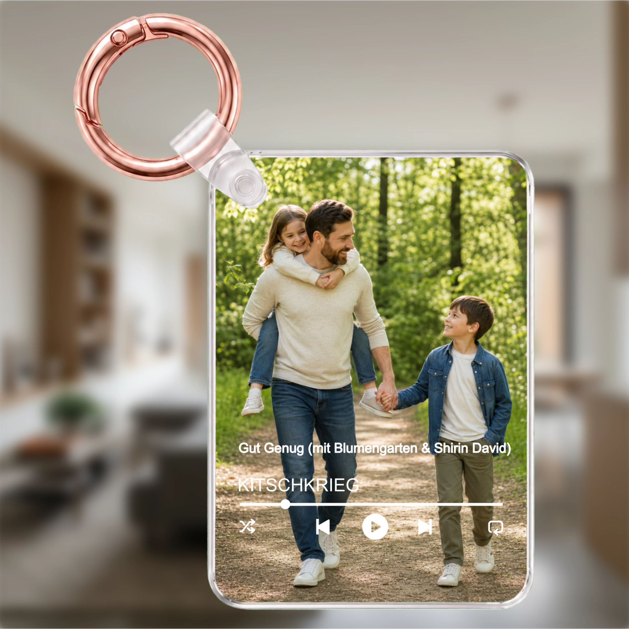 Personalisierter Foto-Schlüsselanhänger für Papa mit Song