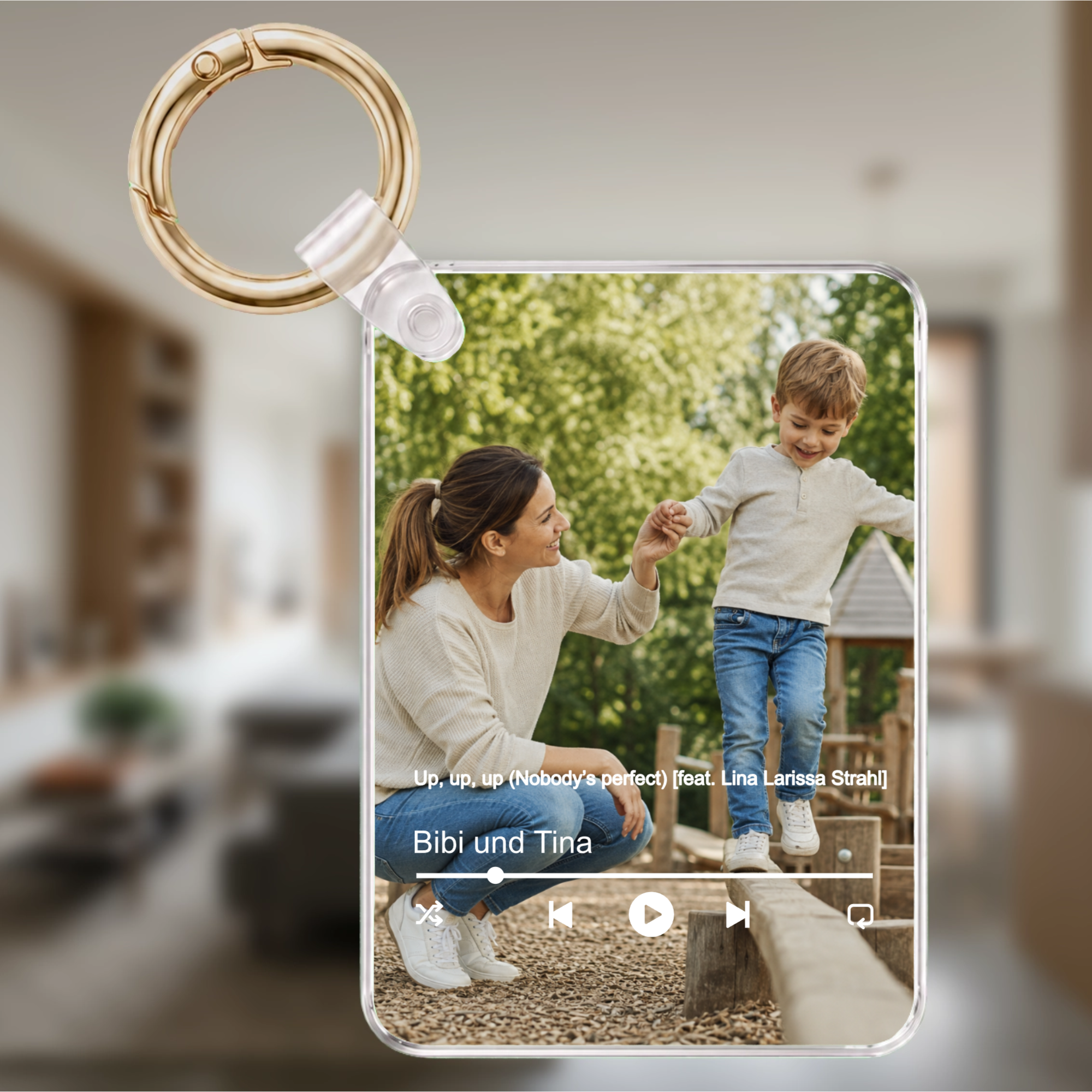 Personalisierter Foto-Schlüsselanhänger für Mama mit Song