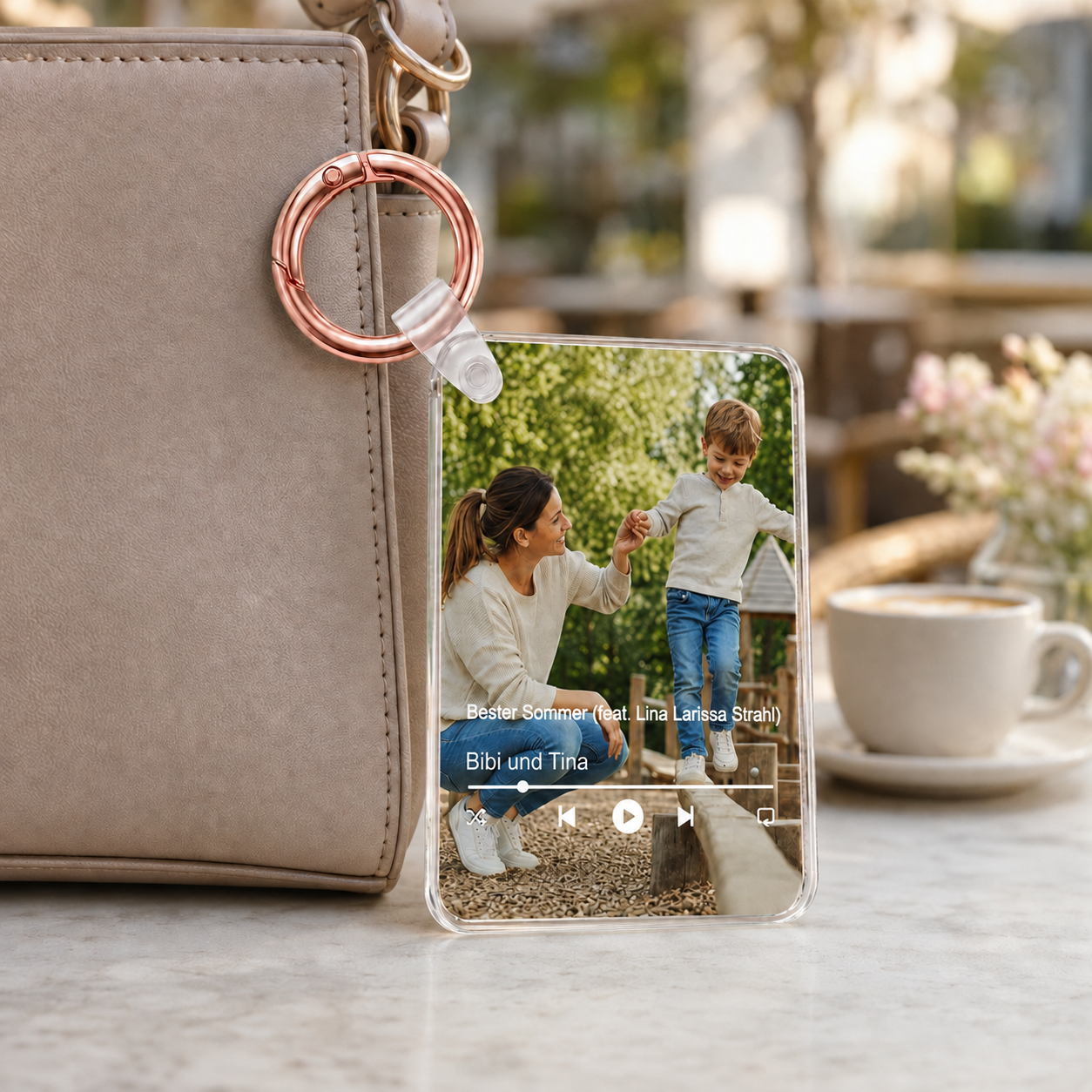 Personalisierter Foto-Schlüsselanhänger für Mama mit Song