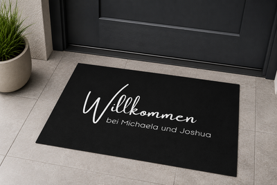 Personalisierte Fußmatte „Willkommen“ mit Wunschtext
