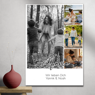 Personalisiertes Fotoposter für Mama mit 4 Fotos & Wunschtext