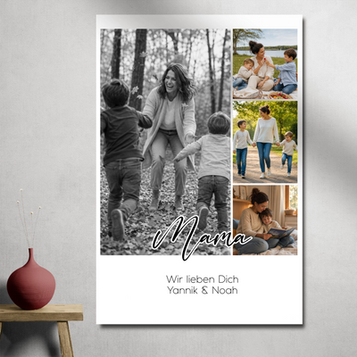 Personalisiertes Fotoposter für Mama mit 4 Fotos & Wunschtext