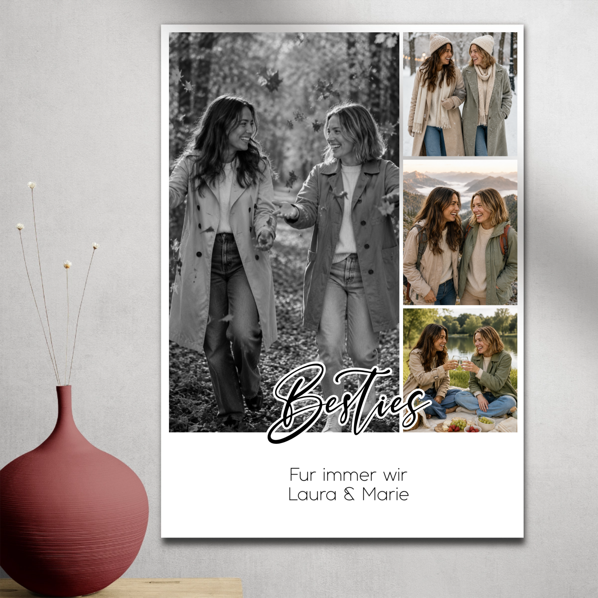 Personalisiertes Poster mit 4 Fotos – Für deine Lieblingsmenschen