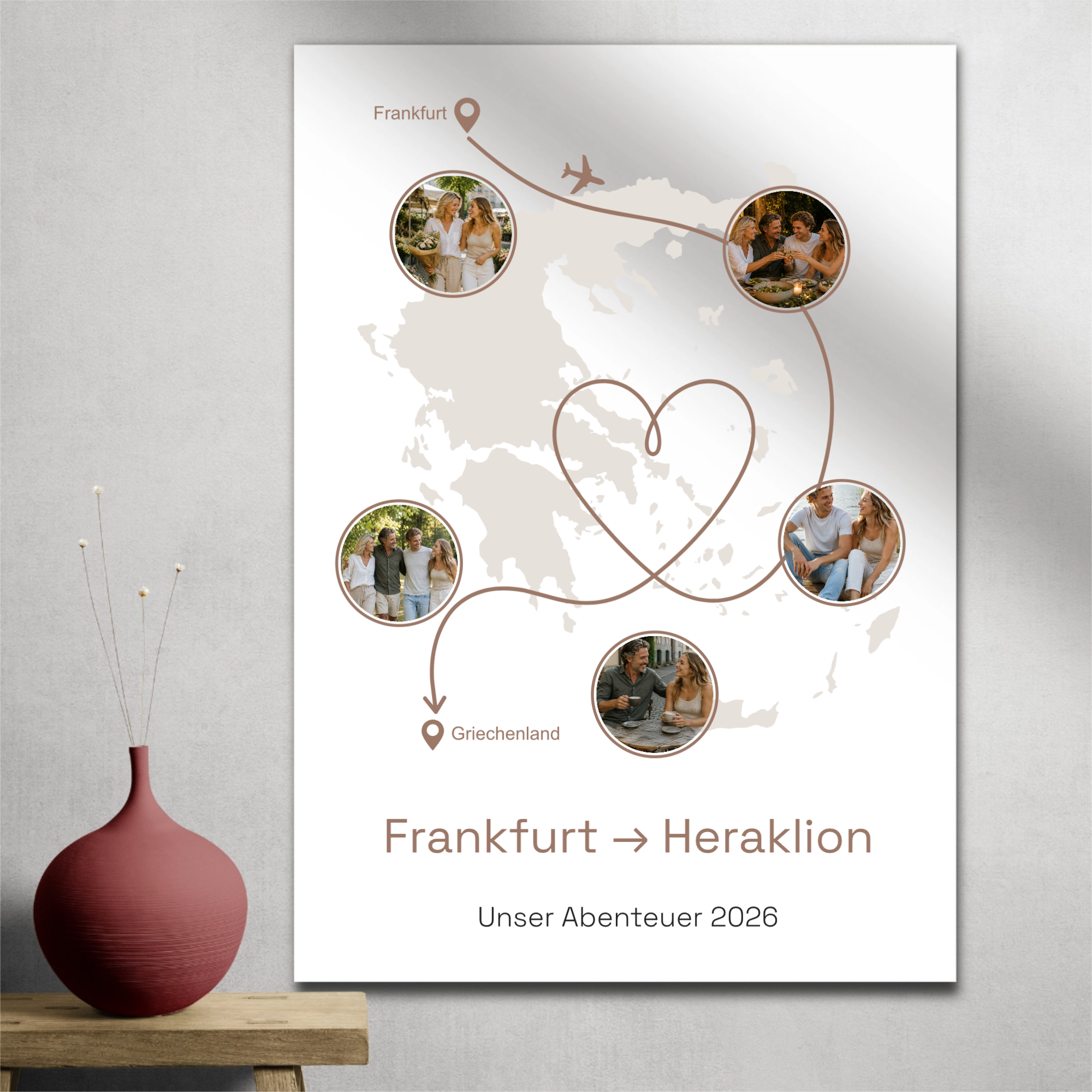 Personalisiertes Reiseposter mit Route & 5 Fotos