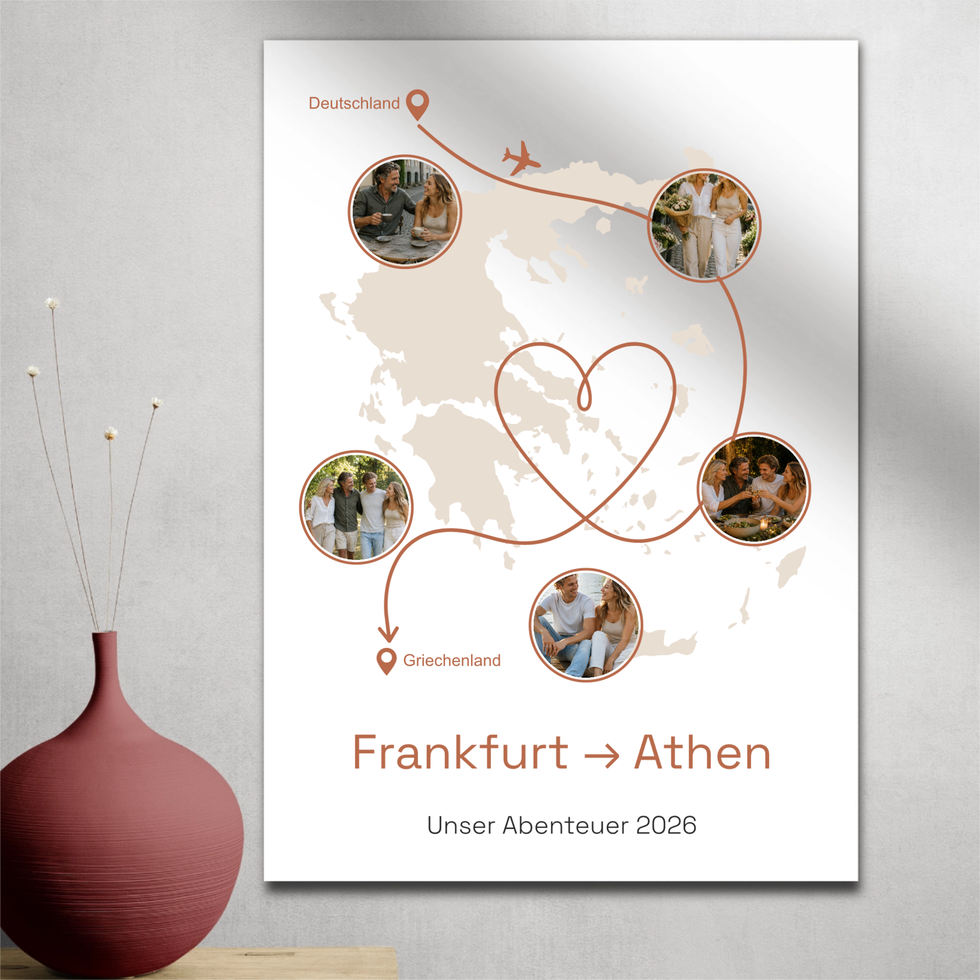 Personalisiertes Reiseposter mit Route & 5 Fotos