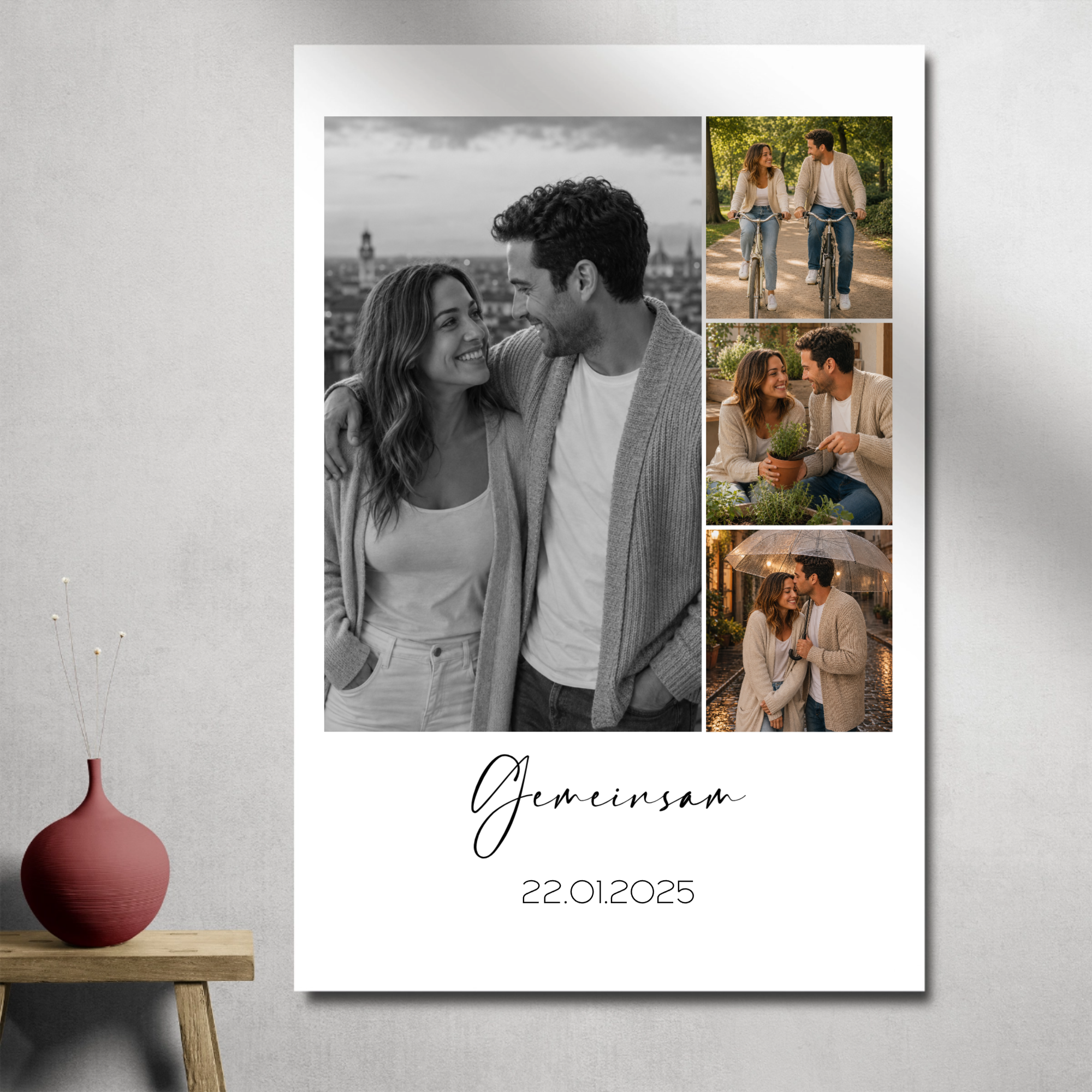Personalisiertes Poster mit 4 Fotos & Wunschtext