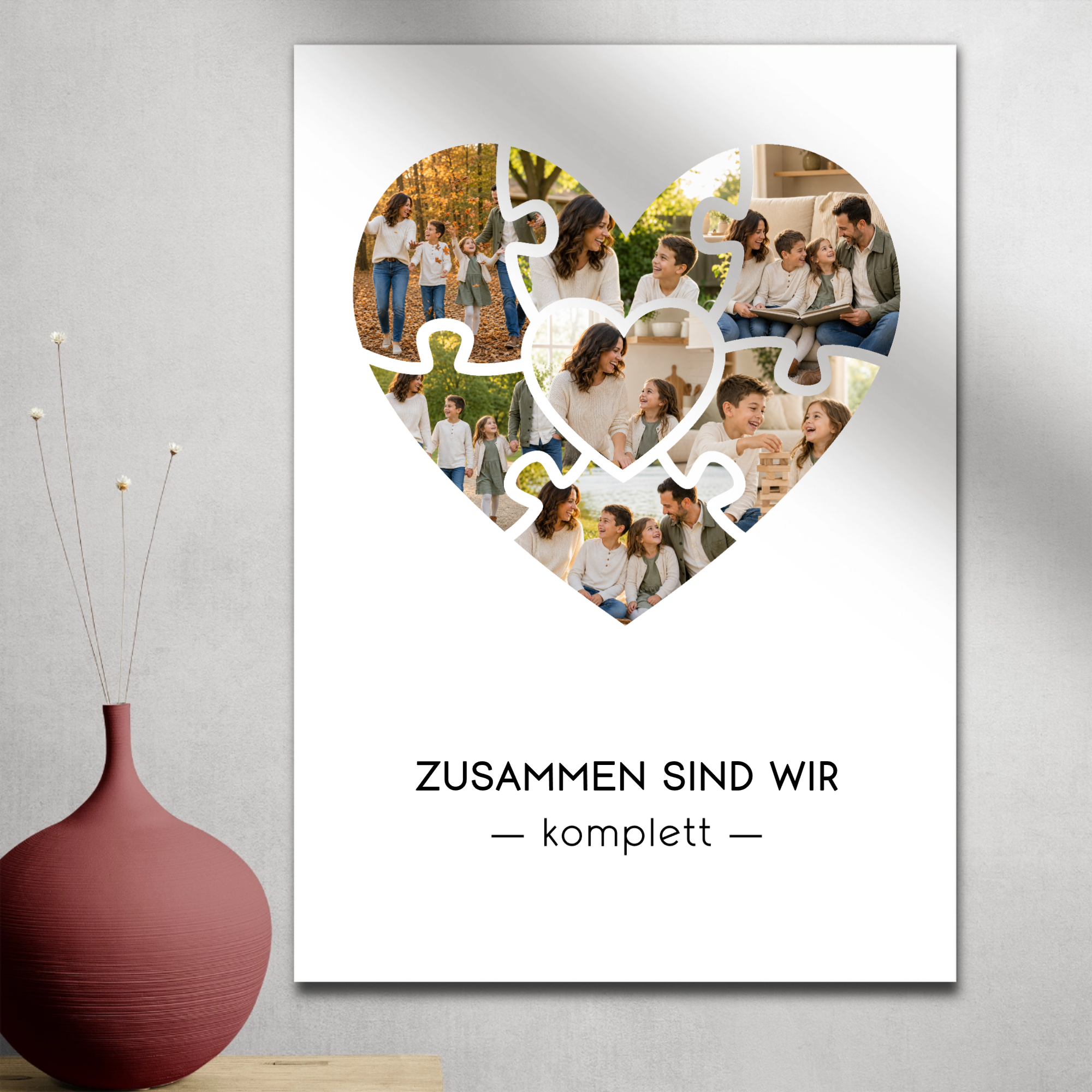 Personalisiertes Fotoposter mit 7 Fotos – Puzzleherz