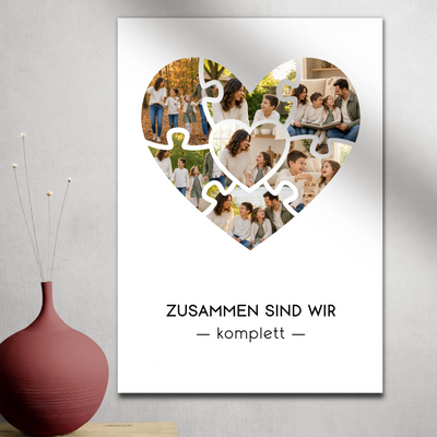 Personalisiertes Fotoposter mit 7 Fotos – Puzzleherz