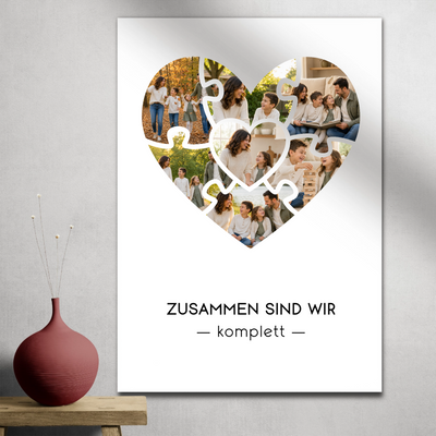 Personalisiertes Fotoposter mit 7 Fotos – Puzzleherz