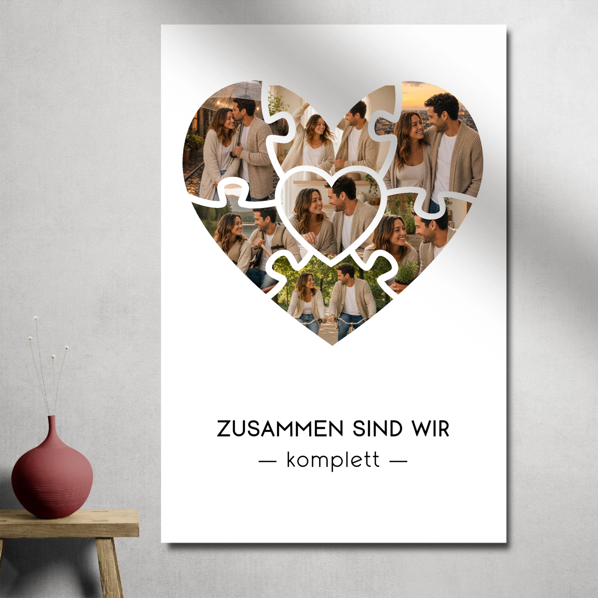 Personalisiertes Fotoposter mit 7 Fotos – Puzzleherz