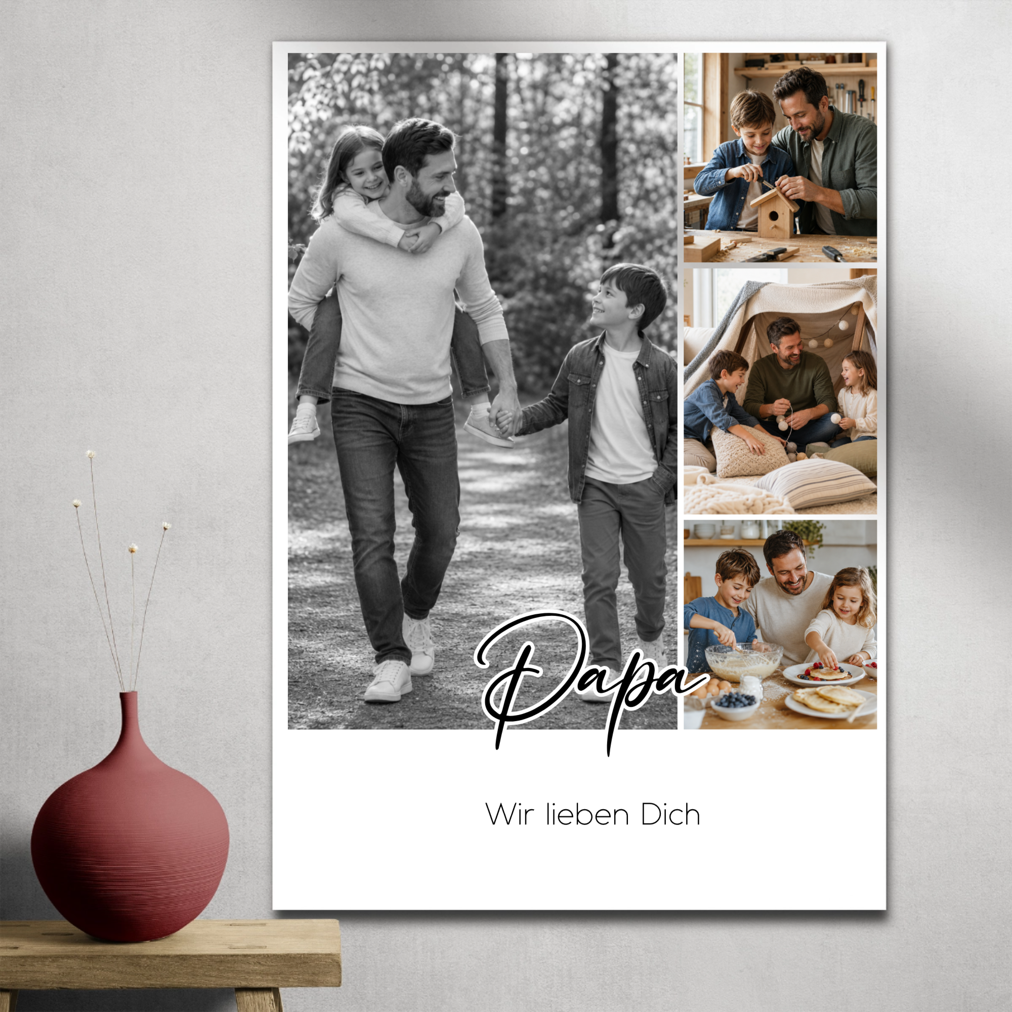 Personalisiertes Fotoposter für Papa mit 4 Fotos & Wunschtext