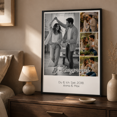 Personalisiertes Poster mit 4 Fotos – Für deine Lieblingsmenschen